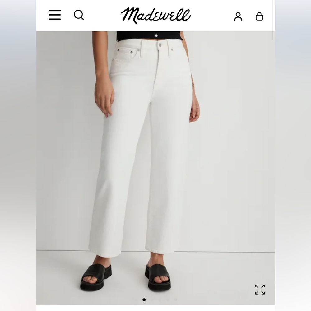 Madewell curvy perfect vintage wide leg crop white denim jeans. Size 25